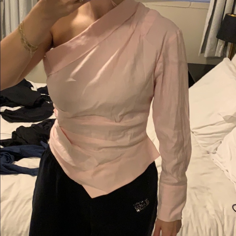 Pink one shoulder blouse